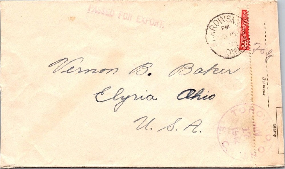 Canada 1912 Passed For Export Note - Crowsnest  - A02000