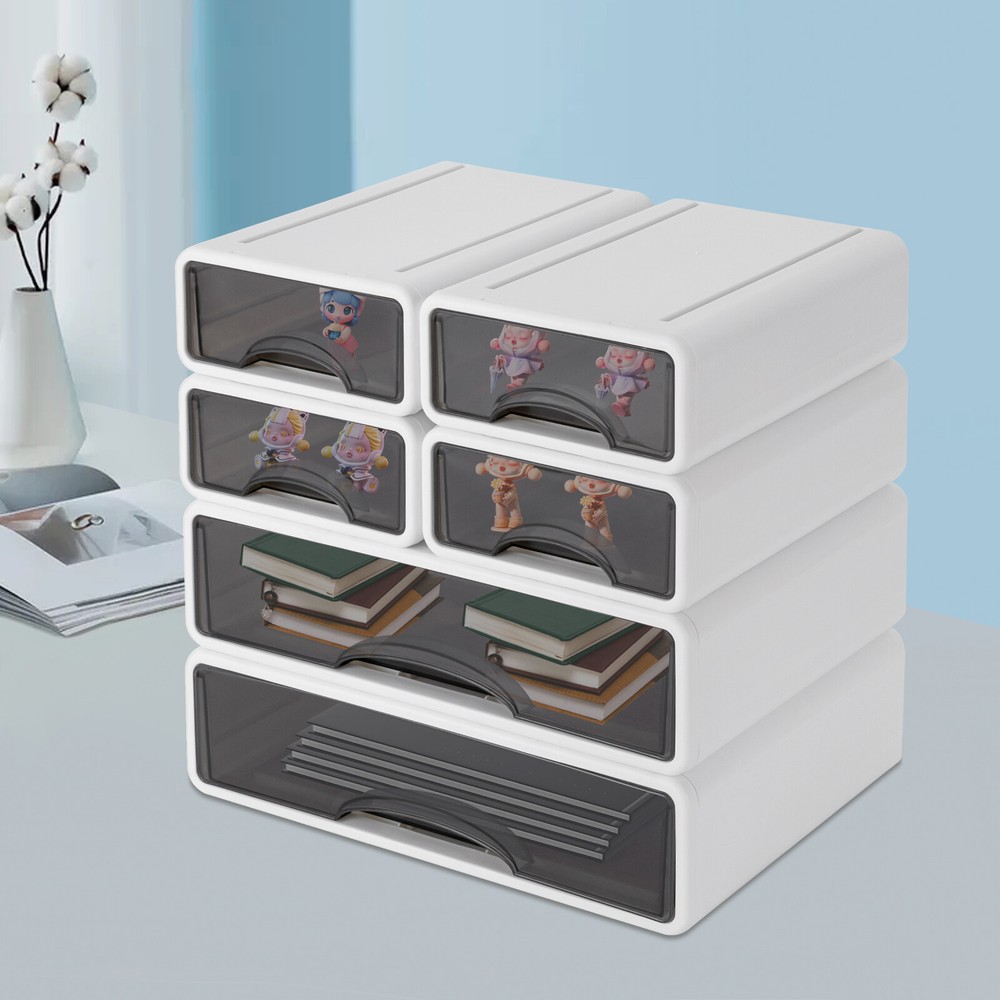 6 Drawer Office Storage Box Plastic Drawers Storage Drawers Stackable Storage