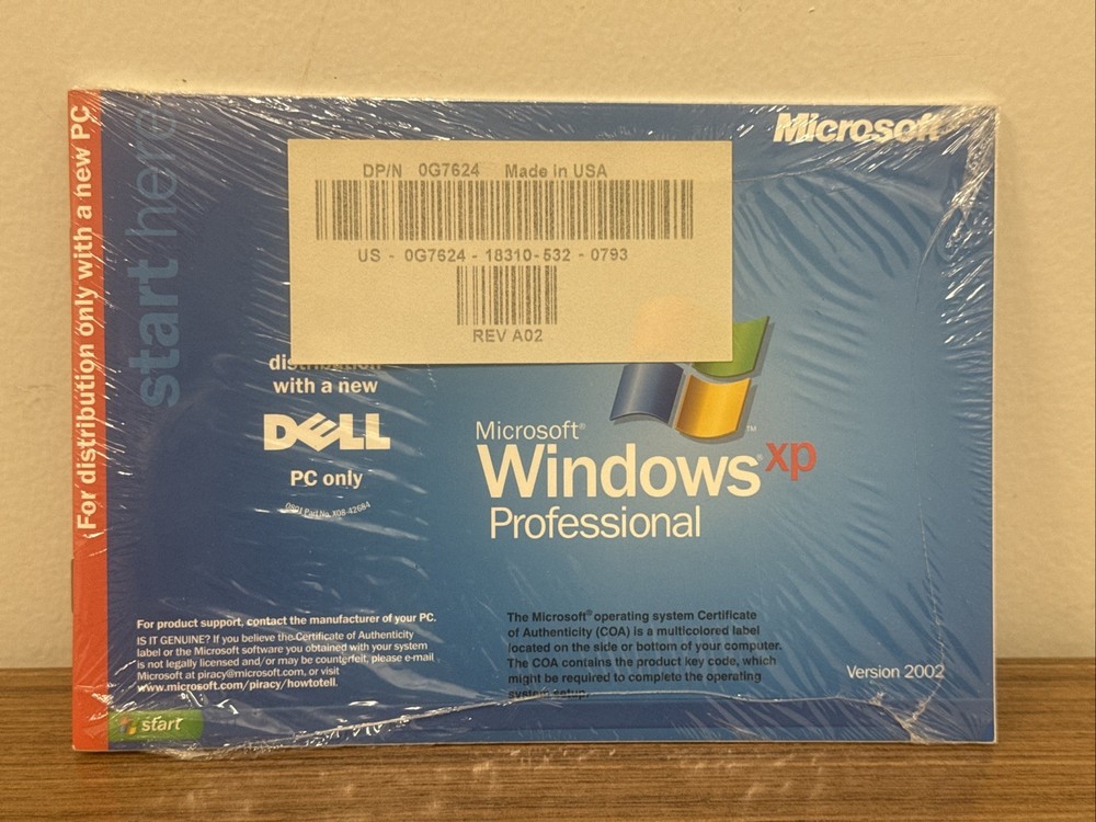 Dell Microsoft Windows XP Professional Version 2002 Software - New Sealed