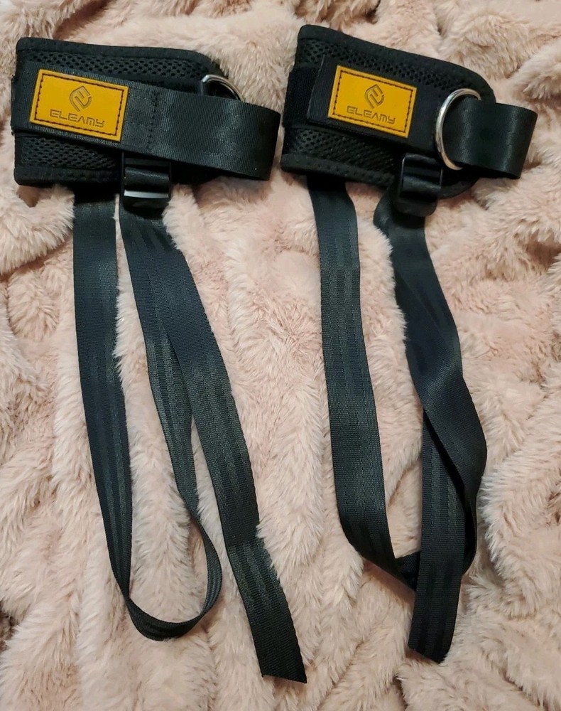 ELEAMY Ankle Straps for Dumbbells Weights  Black 2PC