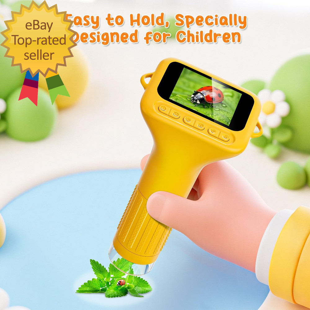 Digital Microscope for Kids 2" Screen 1000X Handheld Microscope HD Pocket