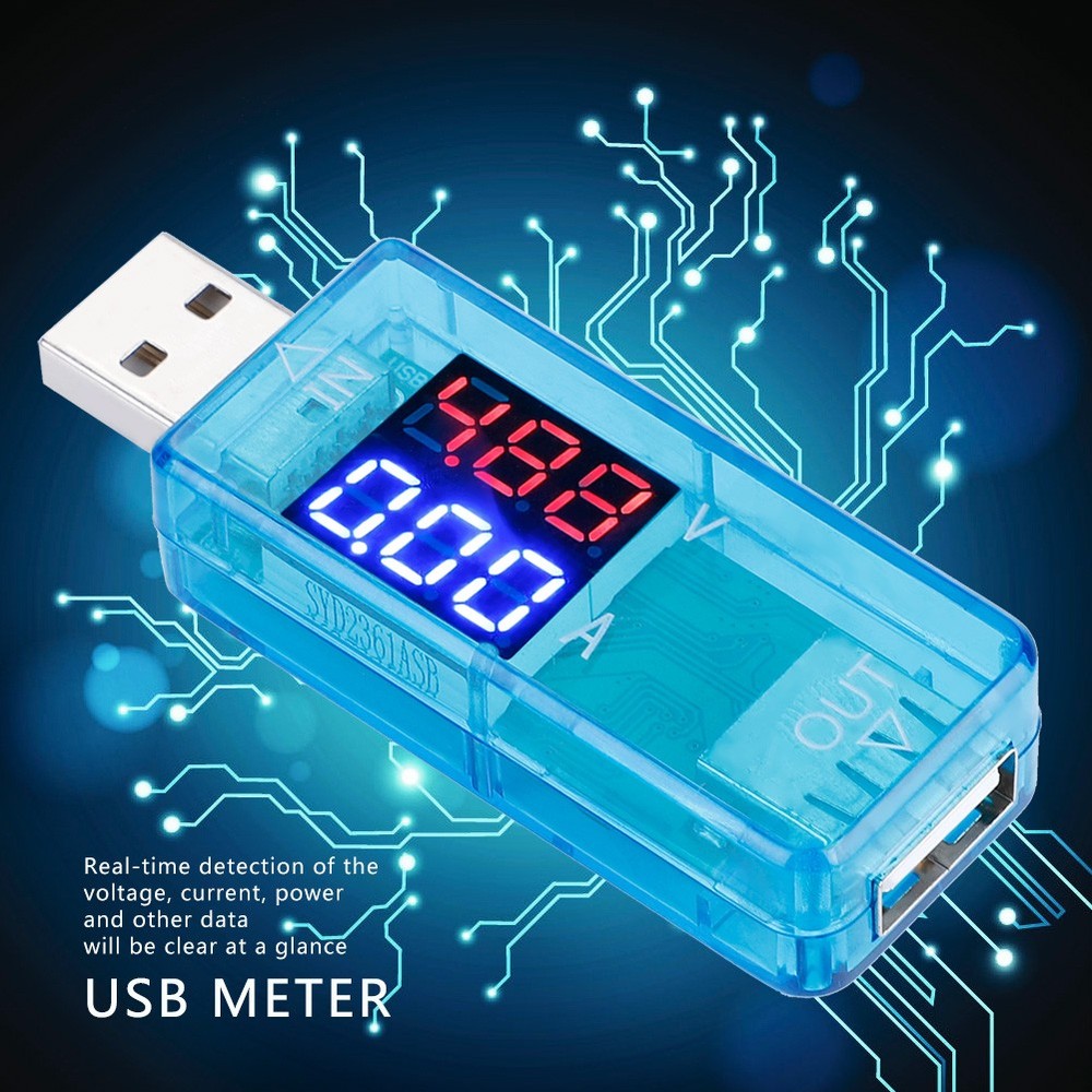 (Blue)USB Color LCD Voltmeter Ammeter Current Meter Multimeter Charger USB