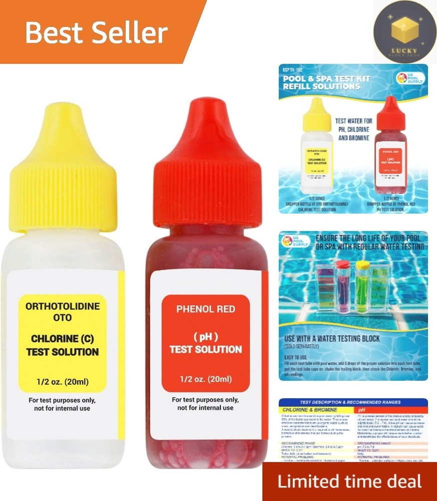 2-Bottle Chlorine and pH Refill Solutions for Effortless Pool & Spa Testing