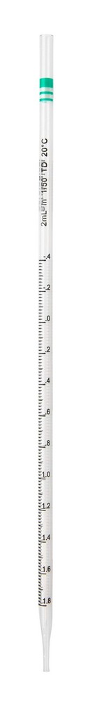 Pipette Serological, 2ml Capacity by 0.02ml, Plastic, Sterile, Color Coded. Pack