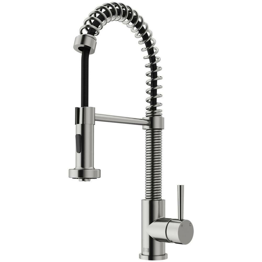 VIGO Edison Single-Handle Pull-Down Sprayer Kitchen Faucet in Stainless Steel