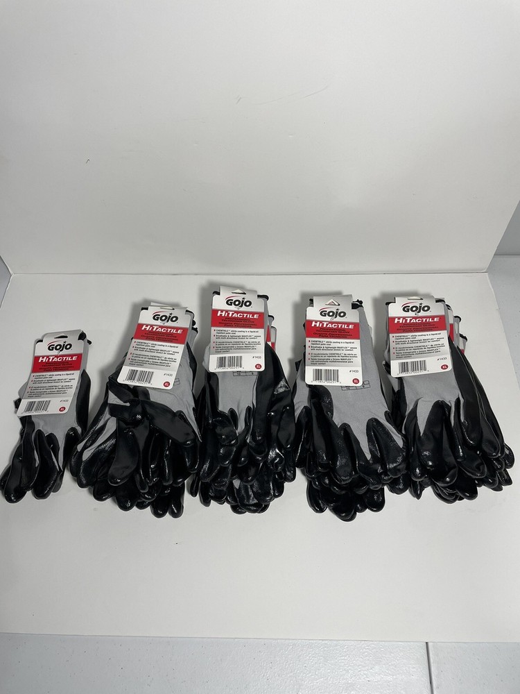 GOJO HiTactile General Purpose Work Gloves - X-Large Size, Nitrile, breathable