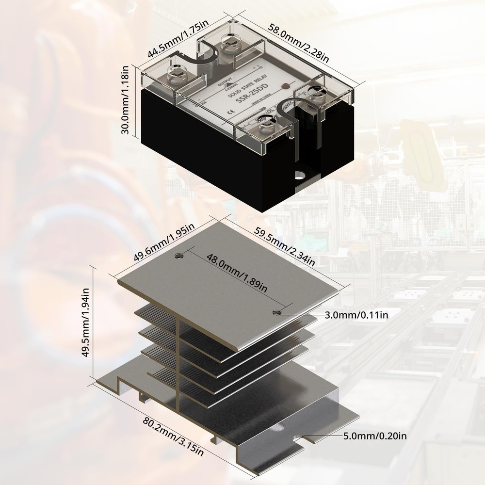 SSR-25DD Single Phase Solid State Relay Module DC to DC Input 3-32VDC to Outp