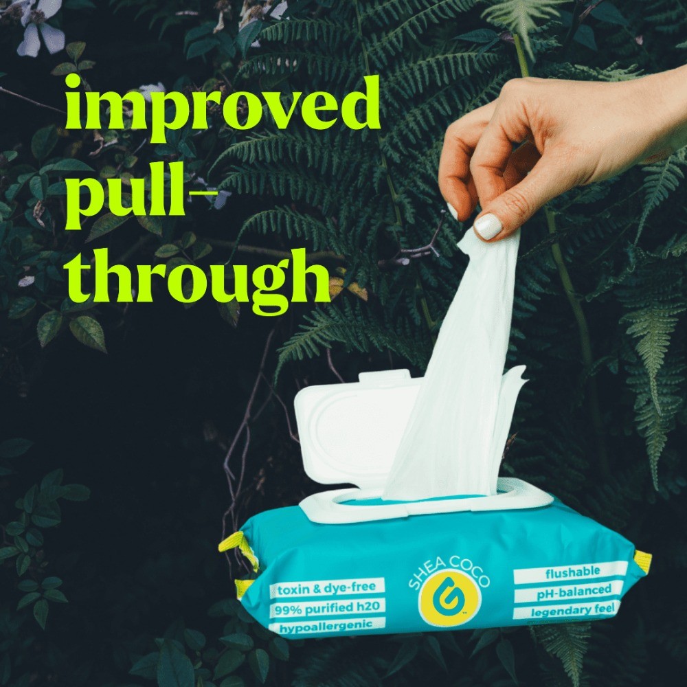 Flushable Butt Wipes, Shea-Coco Scented, 3 Pack, 150 Total Wipes