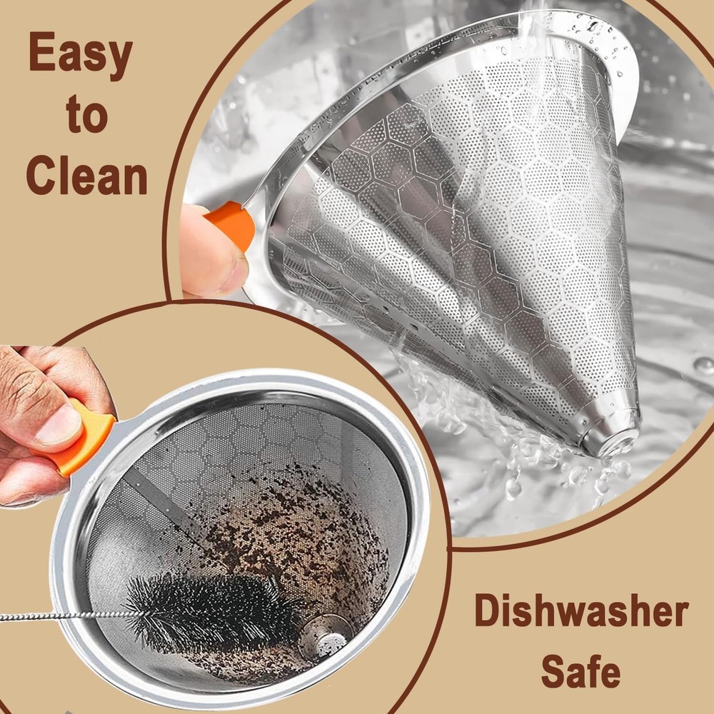 Pour Over Coffee Dripper, Stainless Steel Filter, Average,