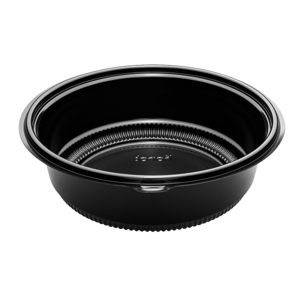 Karat 48 oz. PP Round Microwaveable Container, Black - 150ct, FP-RC48B