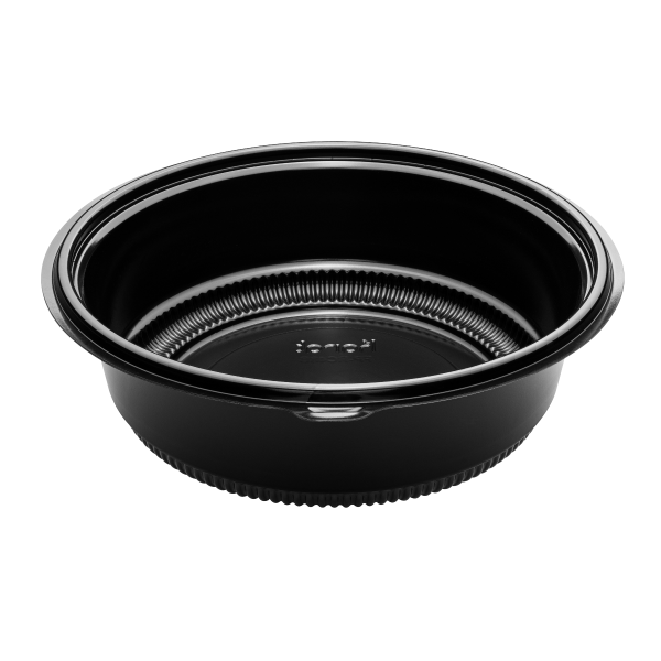 Karat 48 oz. PP Round Microwaveable Container, Black - 150ct, FP-RC48B