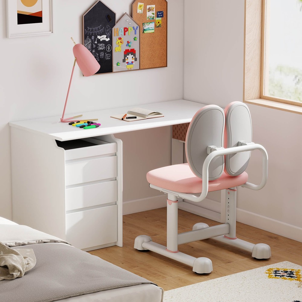 Kids Desk Chair w/Double Back Support Adjustable Height Upholstered Computer