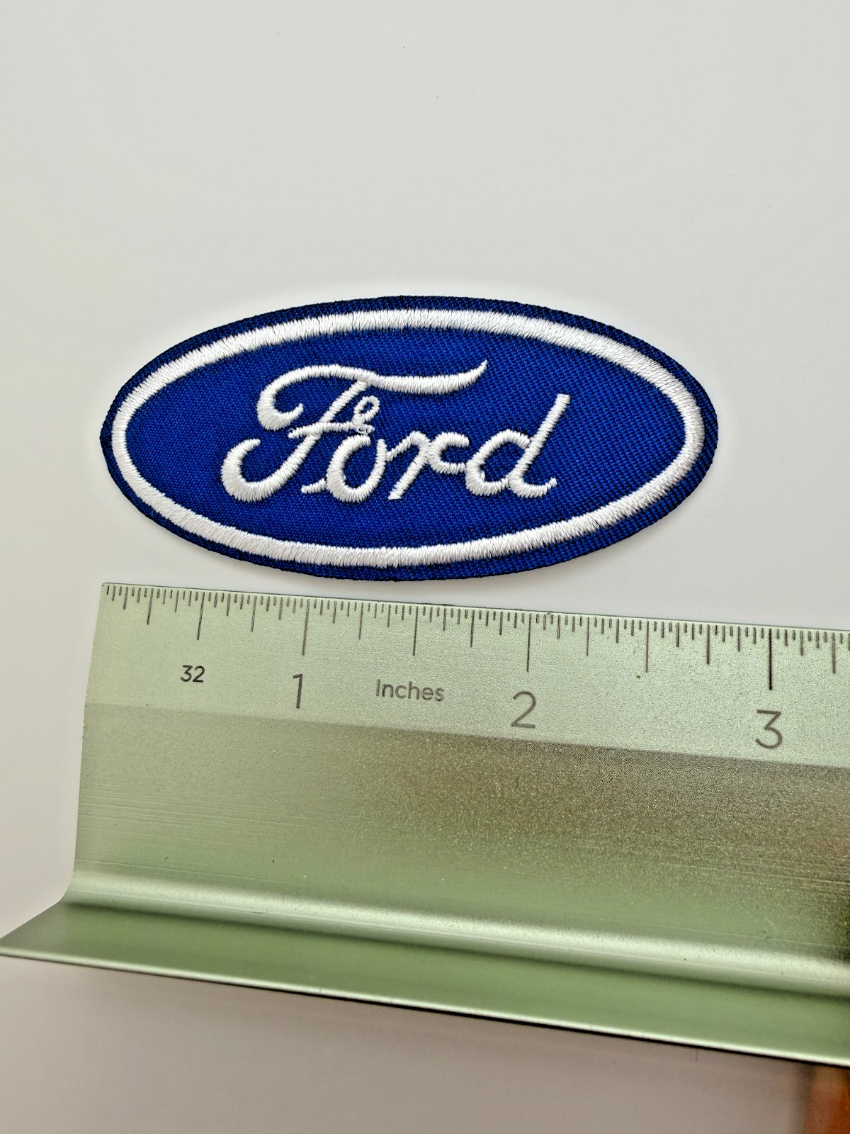 Ford Logo Patch Iron On Blue Oval Embroidered 2.75" x 1.25" Vintage Style