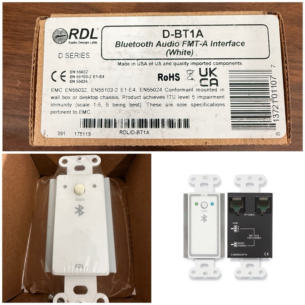 RDL D-BT1A Wall-Mounted Bluetooth Audio Format-A Interface - New In Box