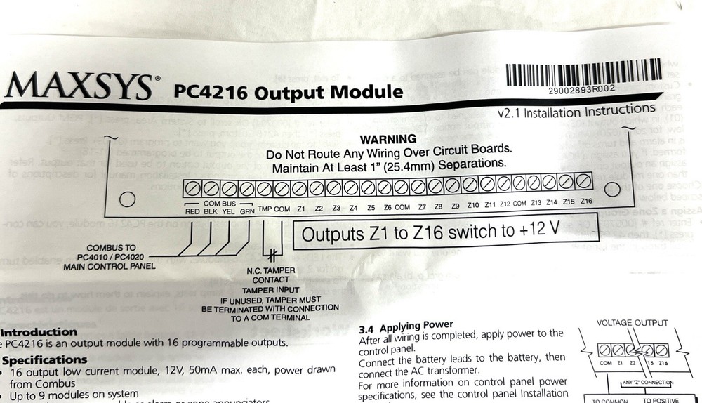 NEW Maxsys/DSC PC4216 Programmable Ouput Module