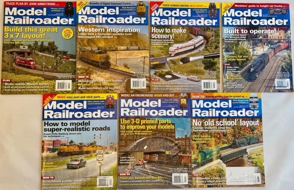 Model Railroader Magazine - partial Year 2015, 7 issues