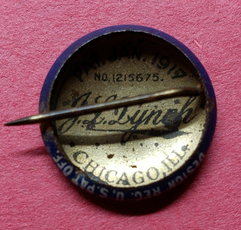 WWI Button 4th Liberty Loan Pin JS Lynch Chicago WW1