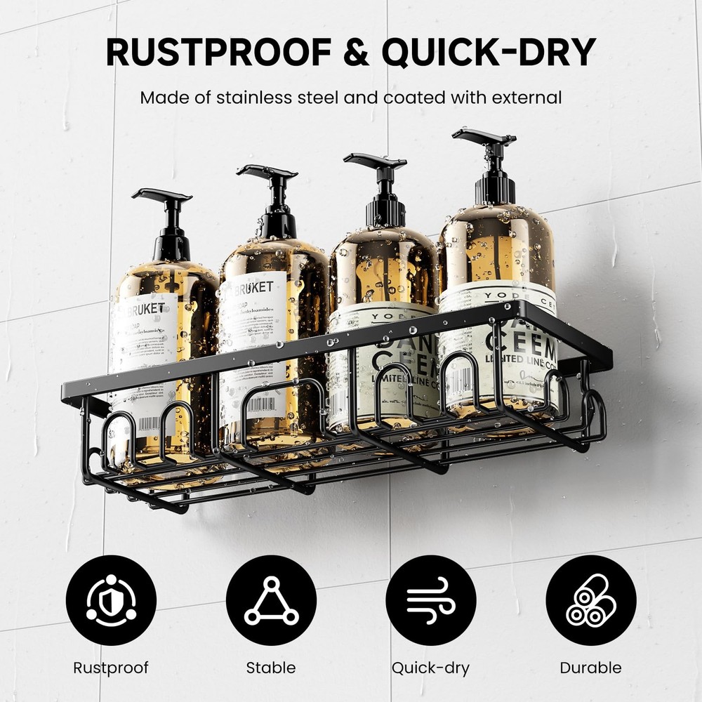 Shower Caddy, 3 Pack Shelves for Inside Bathroom, Standard, Black