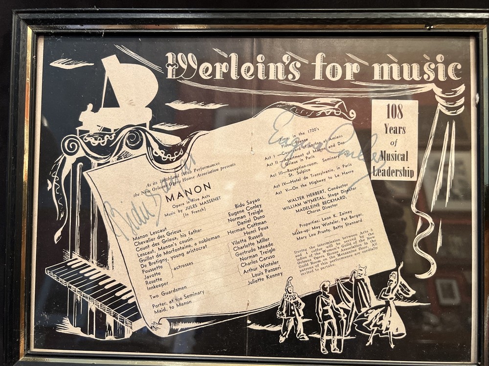 Autograph Program Bidu Sayao & Eugene Conley Manon Opera Singers signed Werleins