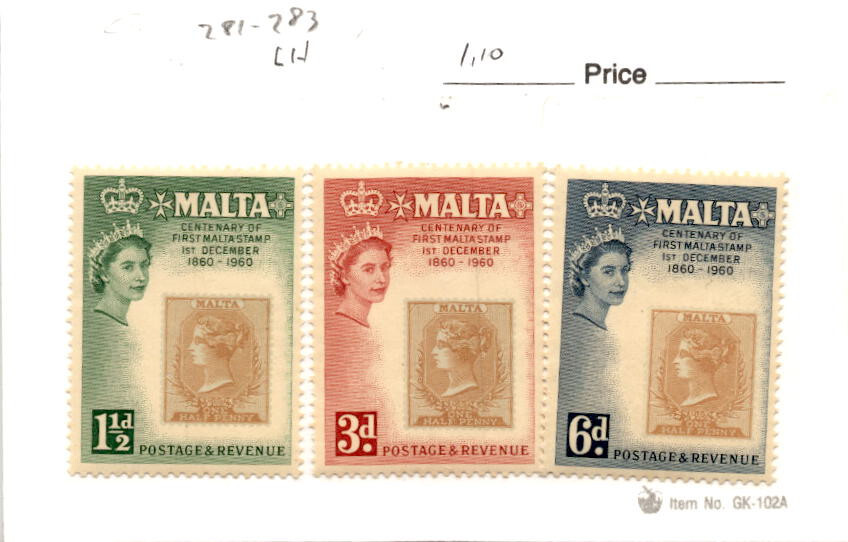 Malta, Postage Stamp, #281-283 Mint LH, 1958 (AC)