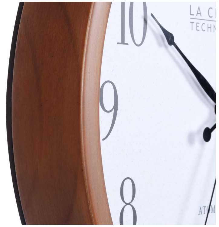 404-50447-INT 12.8" Atomic Walnut Analog Wall Clock