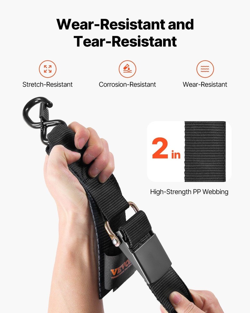 Weatherproof 2in x 4ft Retractable Tie Down Straps Multiple Wrap Use