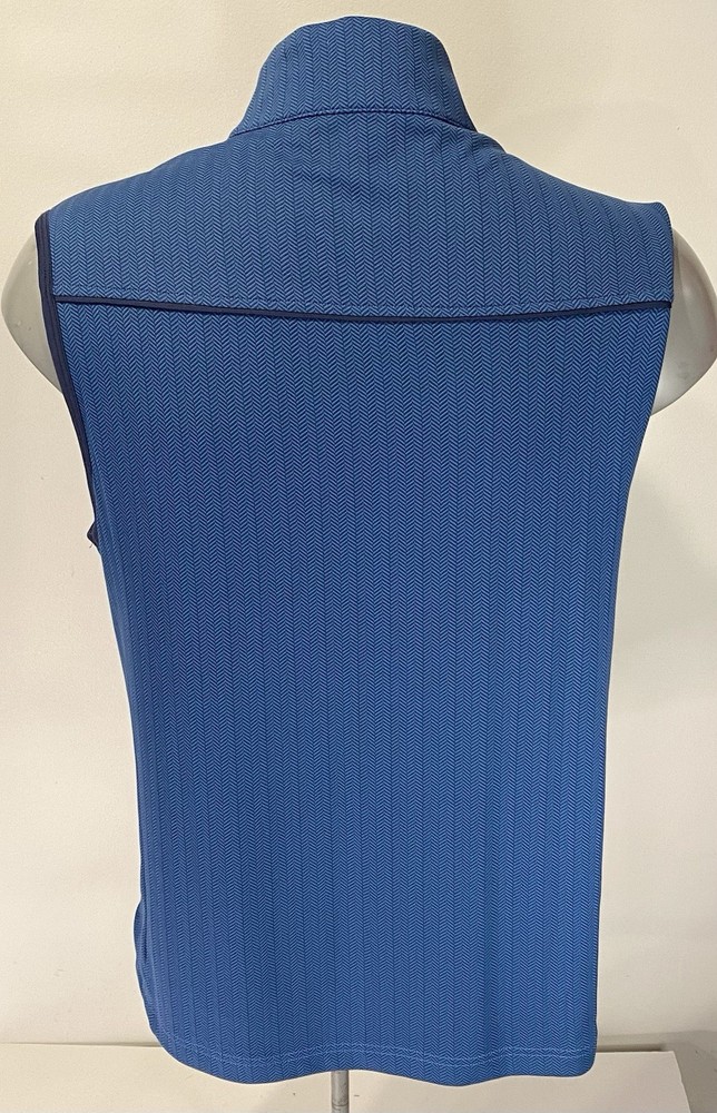 Greg Norman Play Dry 1/4 Zip Pullover M Medium Vest LINED Blue Herringbone