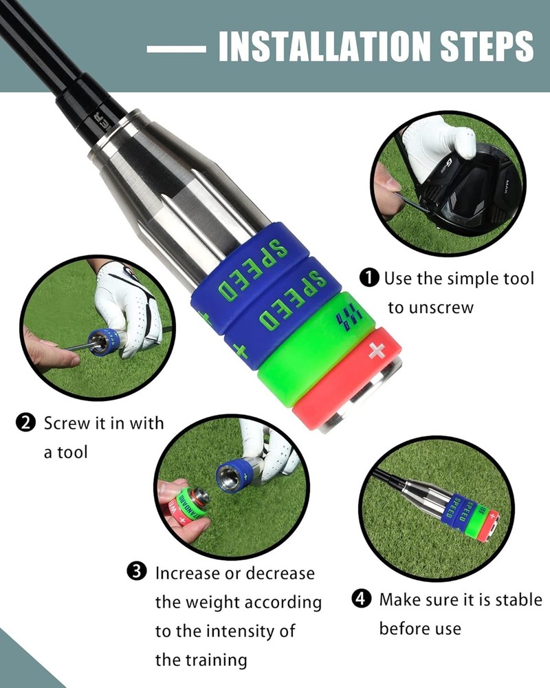 Golf Swing Speed Trainer Adjustable,Training Equipment 3 Weight Configuration