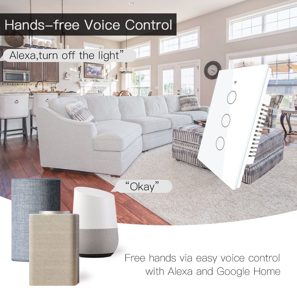 MOES WiFi Smart Light Switch Wall Touch Glass Panel Timer RF433 Alexa Google APP