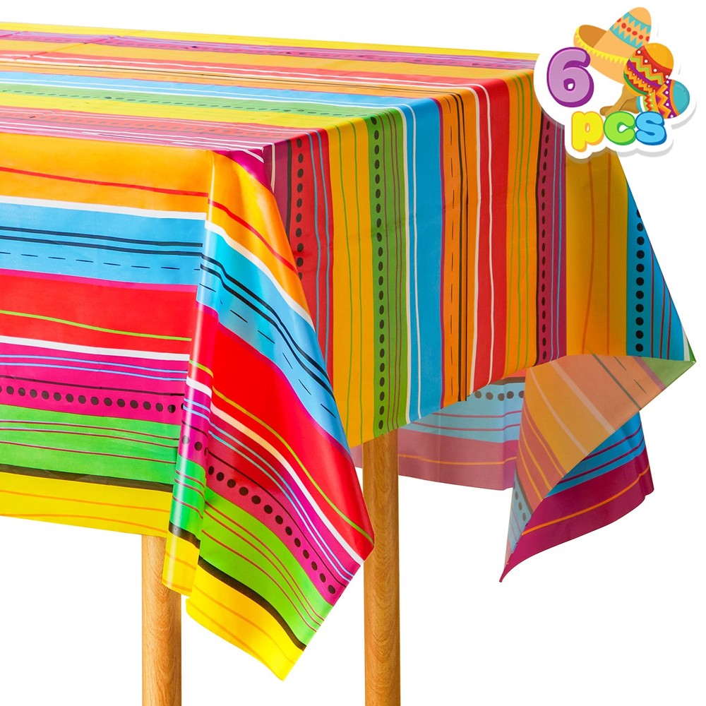 JOYIN 6 pcs Cinco De Mayo Printed Plastic Tablecover Multicolor, Multi Color