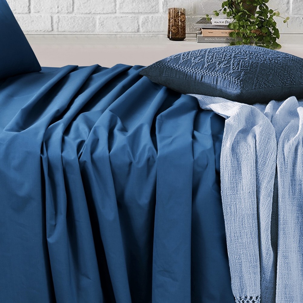 Single/KS/Double/Queen/King 4 Piece Bed Sheet Set,Flat,Fitted,Pillowcases
