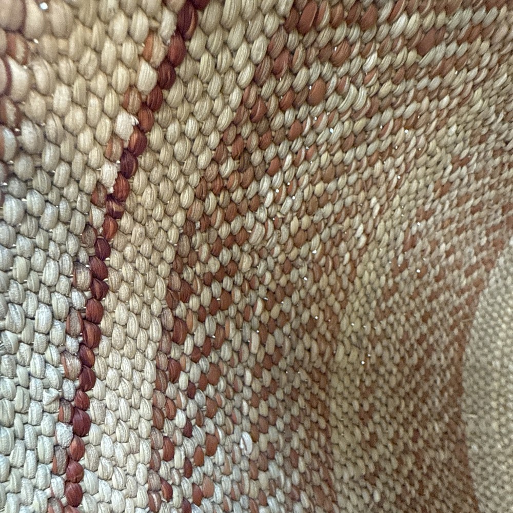 Patterned Woven Basket 12" Organic, Rustic Organizing -Auburn Stripe Iringa