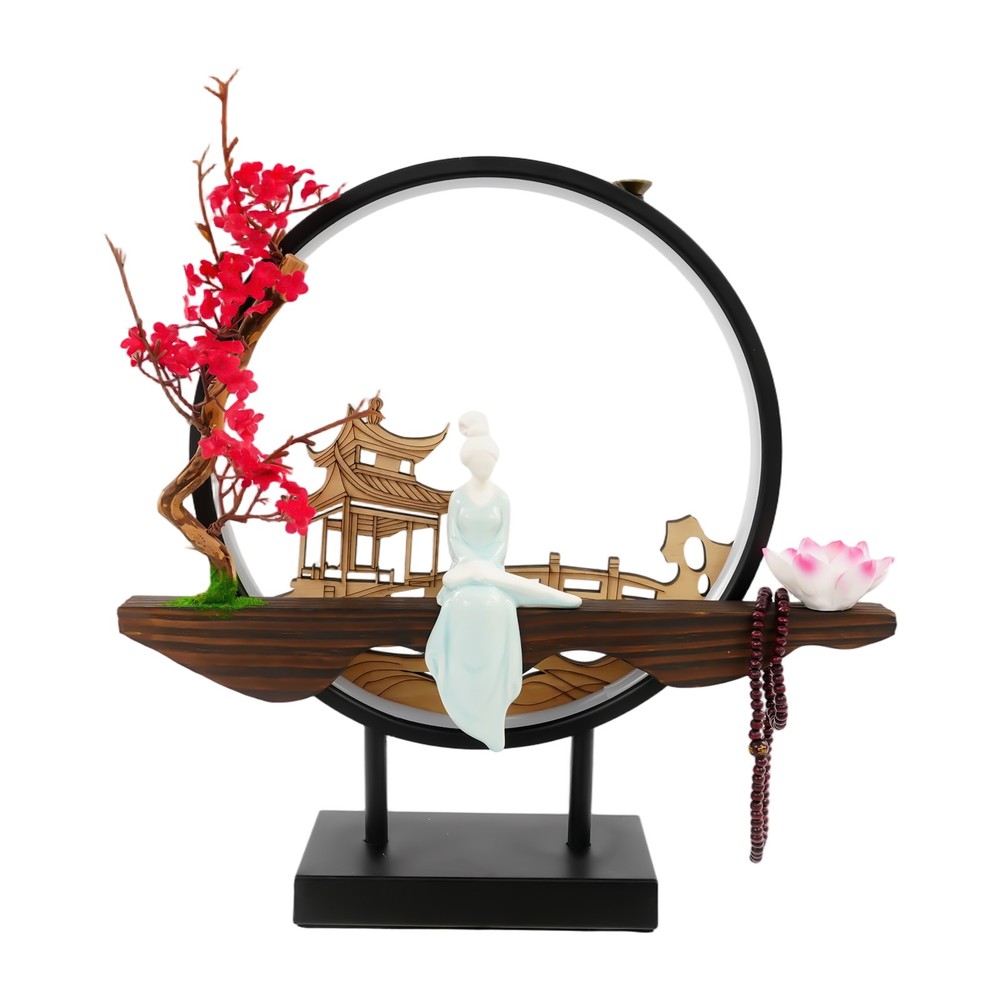 Backflow Incense Holder with LED Light, Ceramic Backflow Incense Burner Perfect