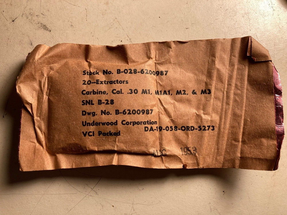 WW2 M1 Carbine ".U." marked underwood extractor ---NOS