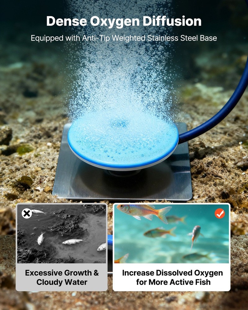 Deep Water Pond Aerator: 5.2CFM, 3/4HP Compressor, 2 Diffusers, 100ft Hoses