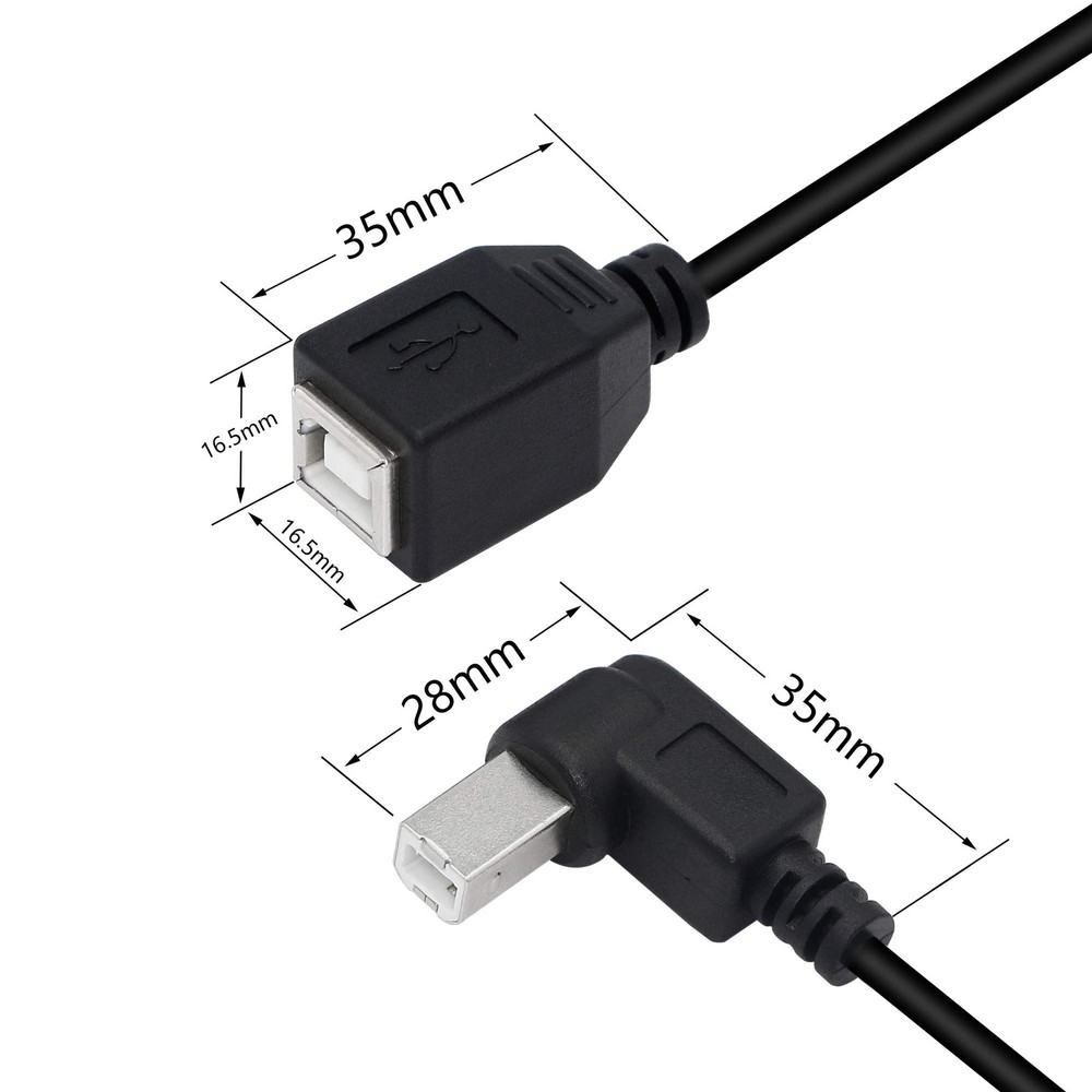 SinLoon USB 2.0 Type-B Printer Cable, 2-Pack B 25 centimeters, black