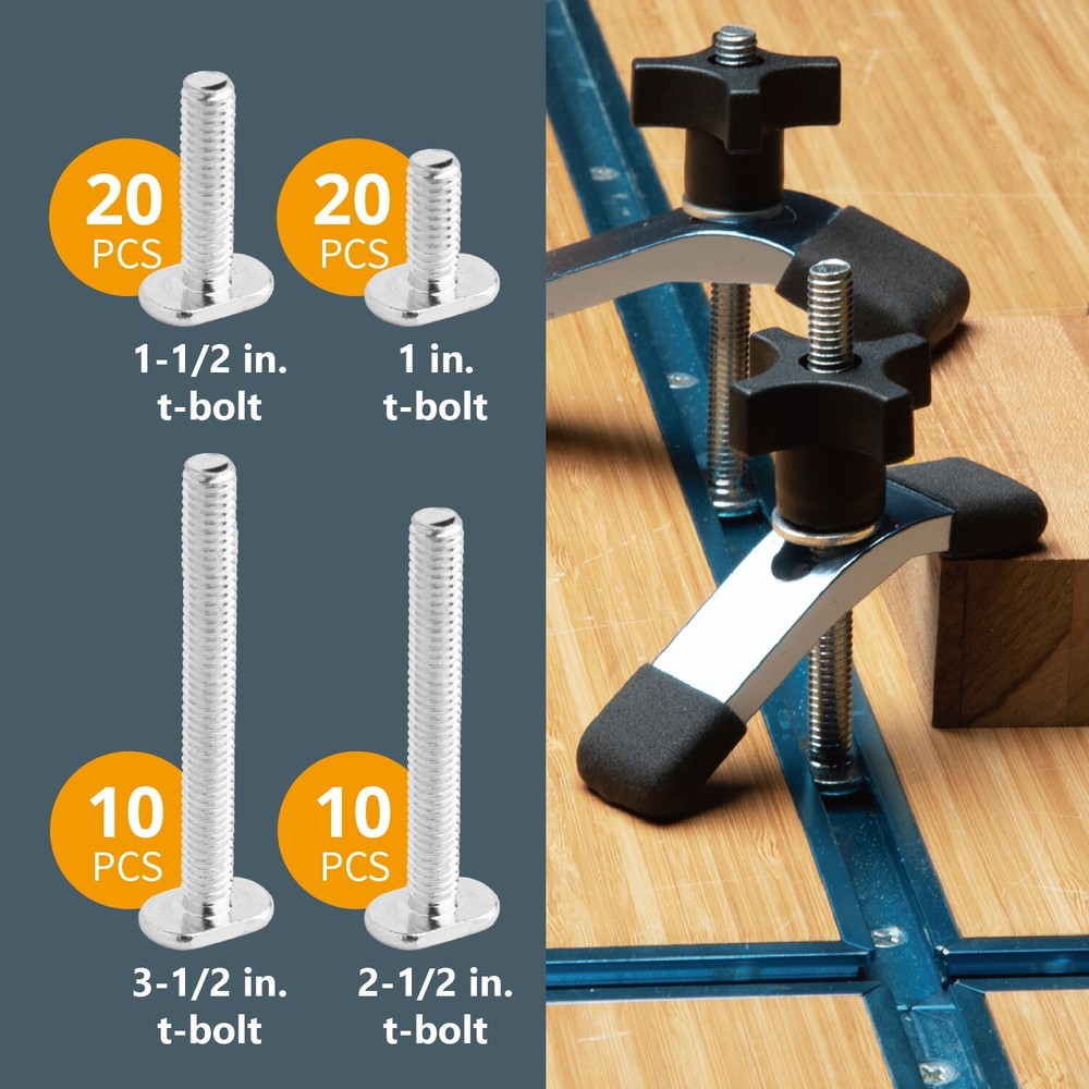 128 piece Jig Fixture T-Track Hardware Kit 5/16-18 Threads, Knobs (71128)