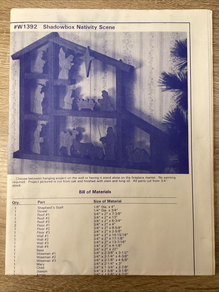 Meisel Scroll Saw SHADOWBOX NATIVITY SCENE Woodworking Pattern #W1392