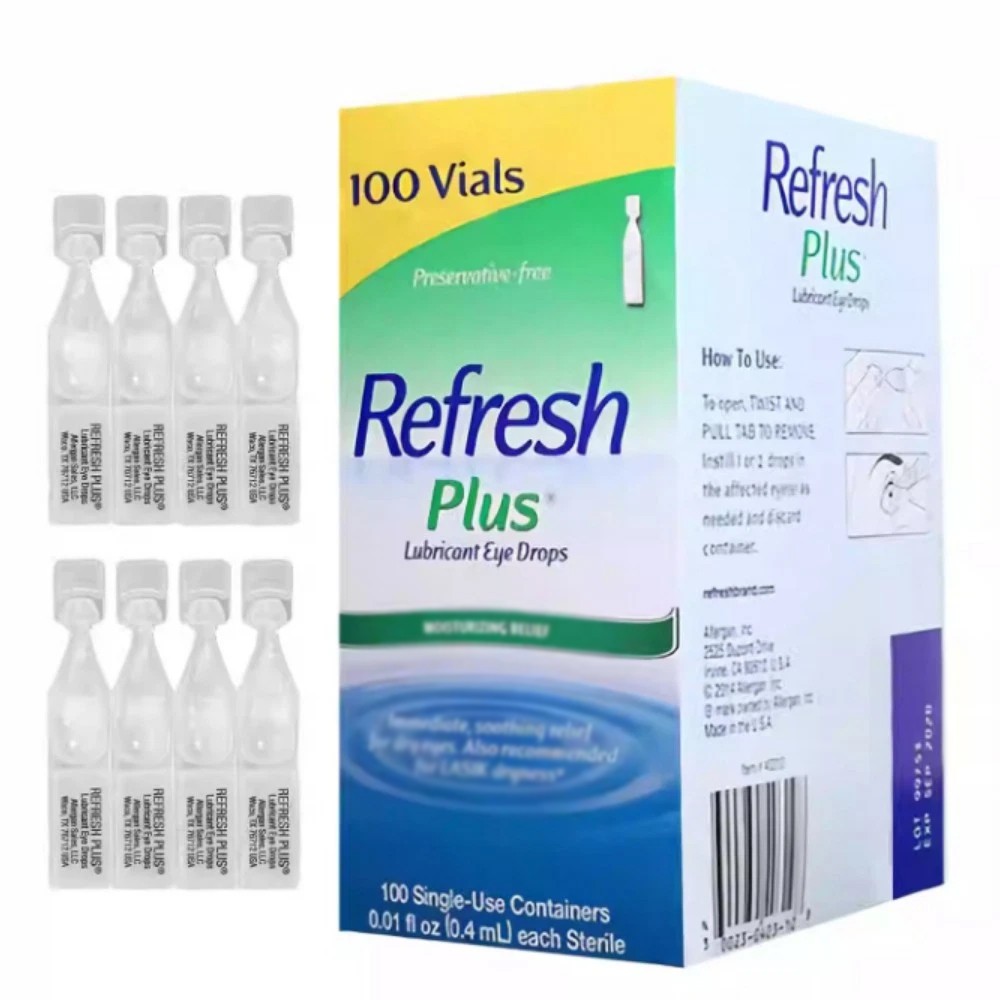 Refresh Plus Lubricant Eye Drops, Moisturizing Relief, 100 Single Vials