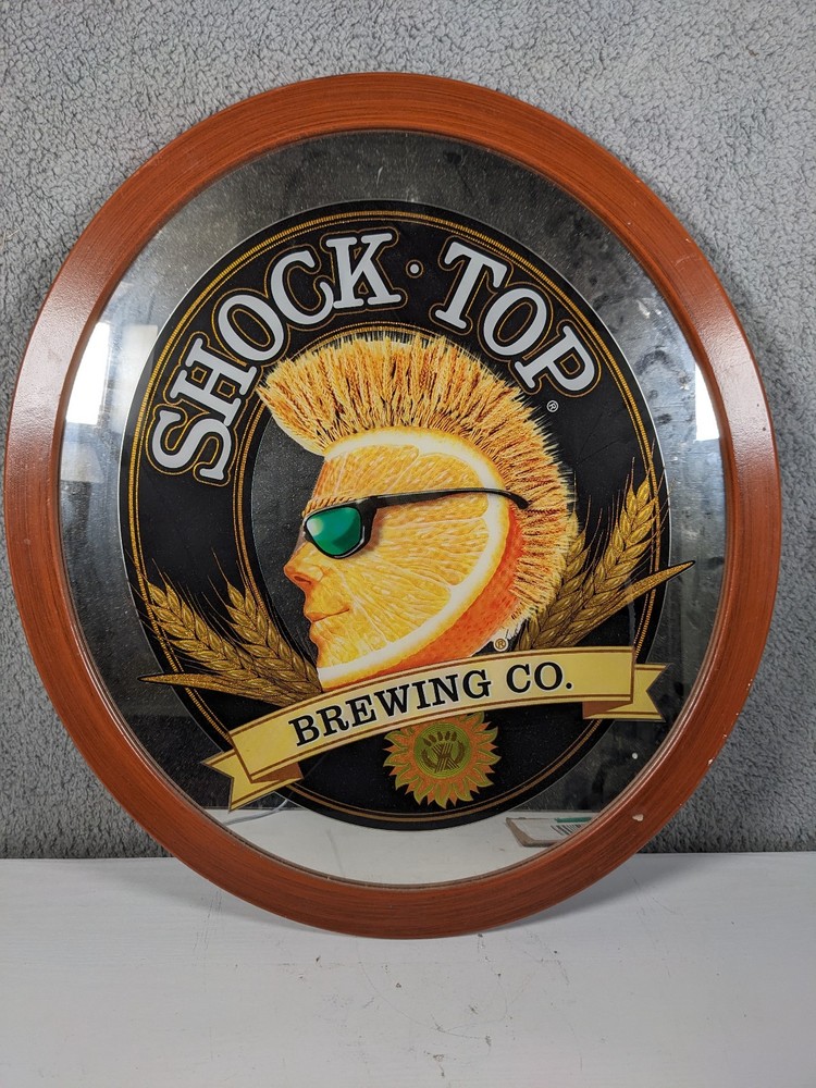 Shock Top Brewing Co. Framed Oval Mirror Anheuser Busch 25"