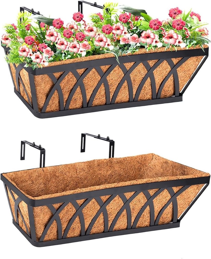 Deck Railing Planter Window Box 3 Pack 24 Inch Deck Balcony Rail Planter W/
