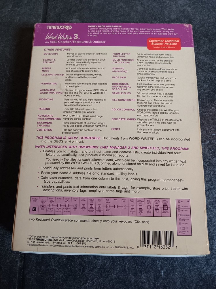 Commodore 64 Timeworks Word Writer 3 Computer Software Tested/Works