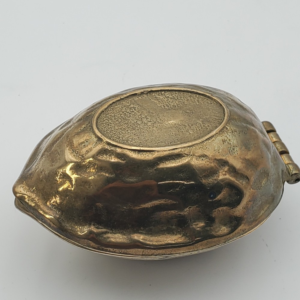 Vintage Heavy Brass Nutcracker Walnut Shaped Box Nut Cracker 1950’s