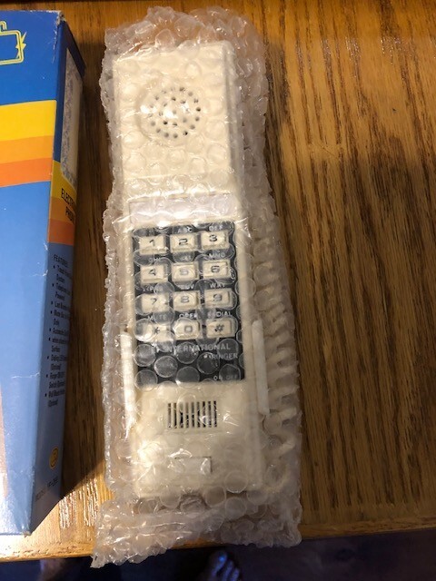 VINTAGE White Push Button Slim Wall Electronic Phone In Box