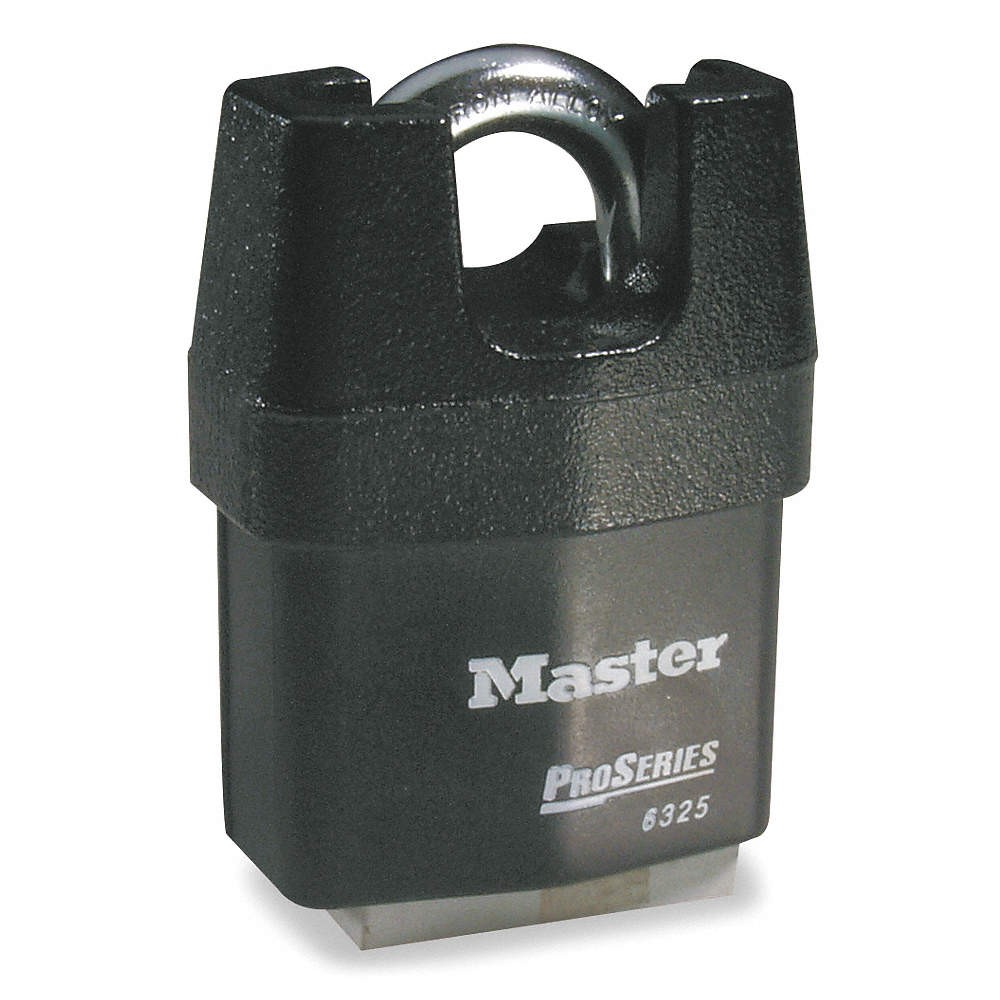 MASTER LOCK 6325 Keyed Padlock, 7/8 in,Rectangle,Black 6T412