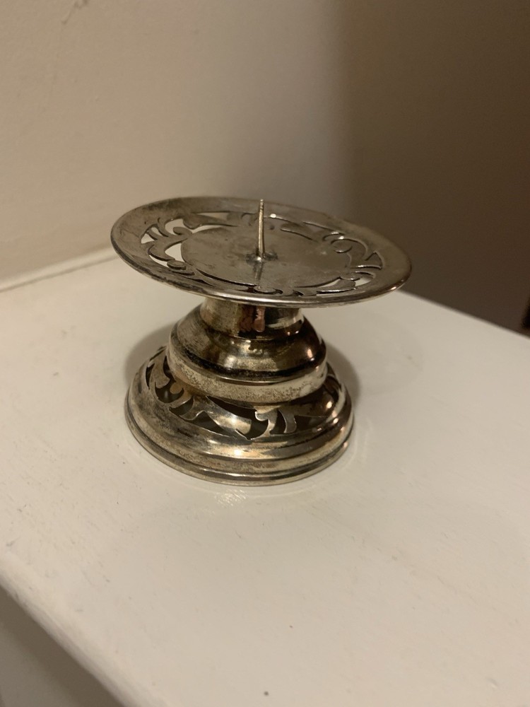 Silver Stamped 2” Candlestick Holder