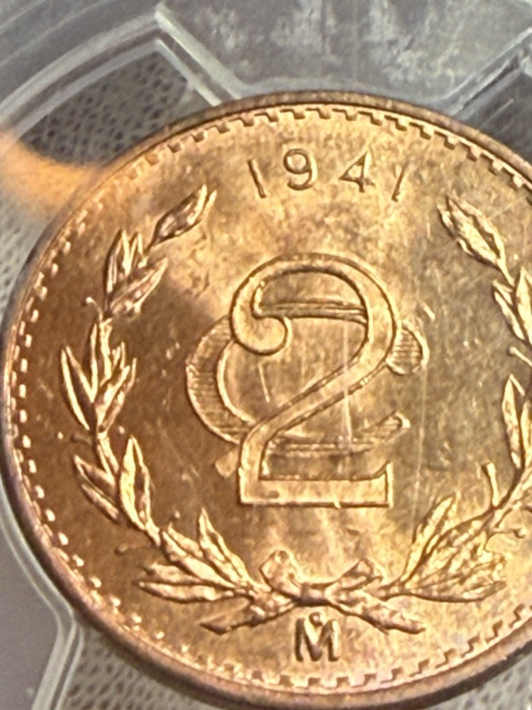 1941 -Mo Mexico 2 Centavos PCGS MS64 RD Red