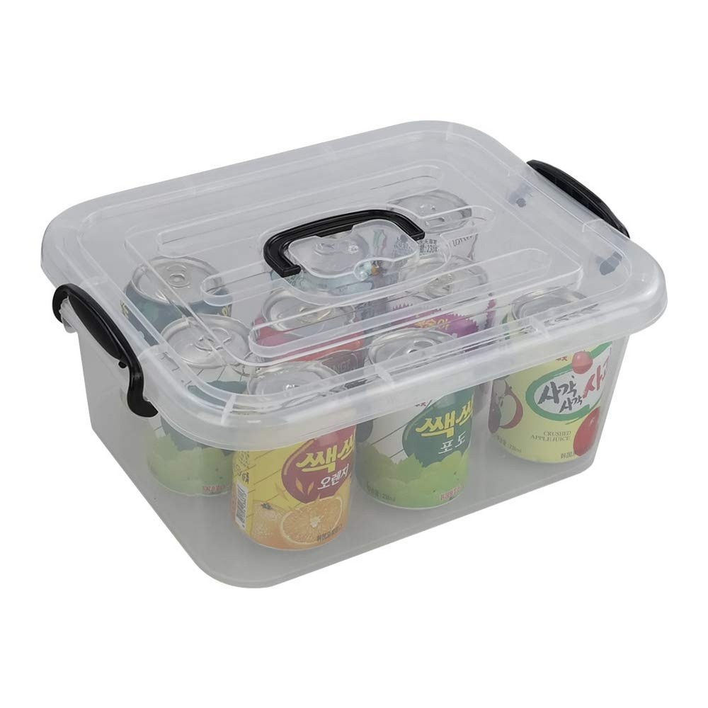 8 L Plastic Storage Boxes, Clear Storage Bin with Black Handle, 2-Pack 8 L