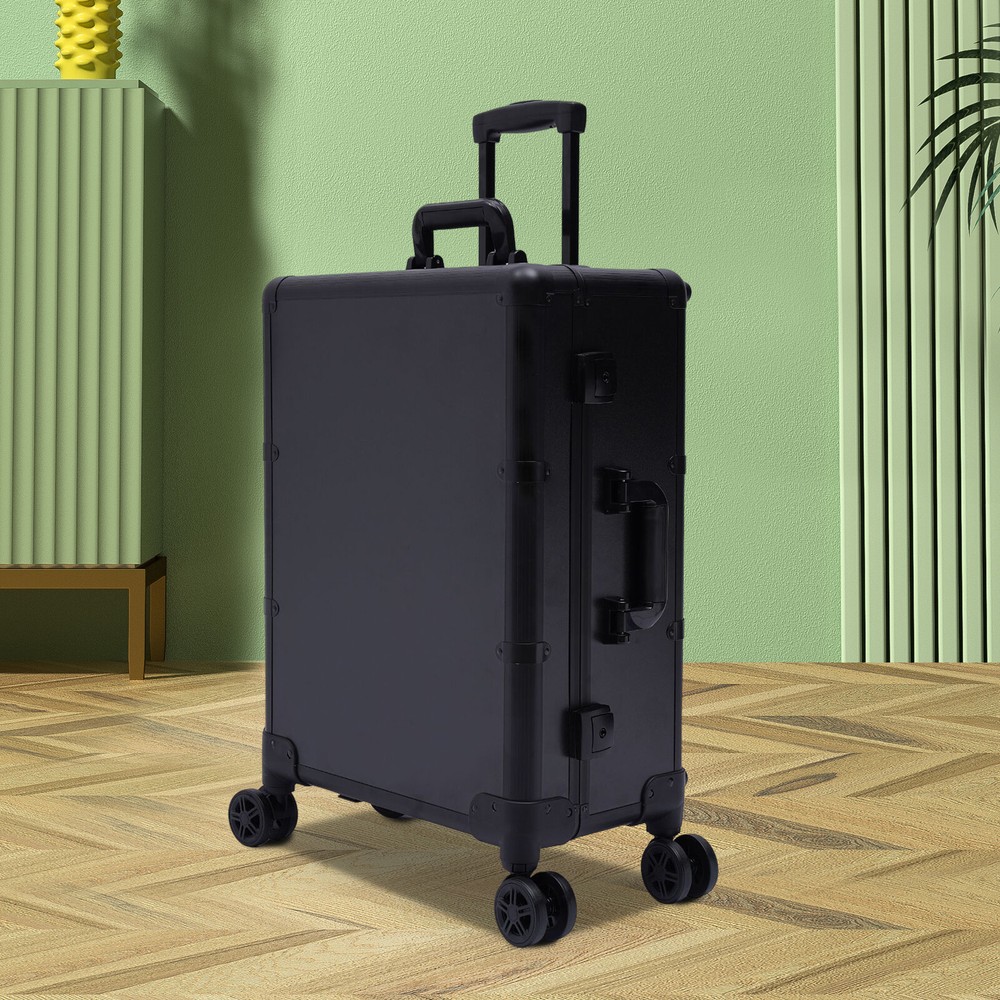 Rolling Makeup Train Case Cosmetic Box Trolley Organizer w/LED LIght & Mirror