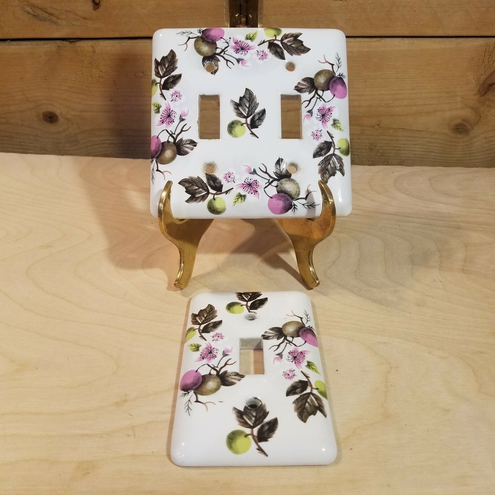 Fruits & Plants on White Ceramic  Light Switch Faces Covers - Swanky Barn